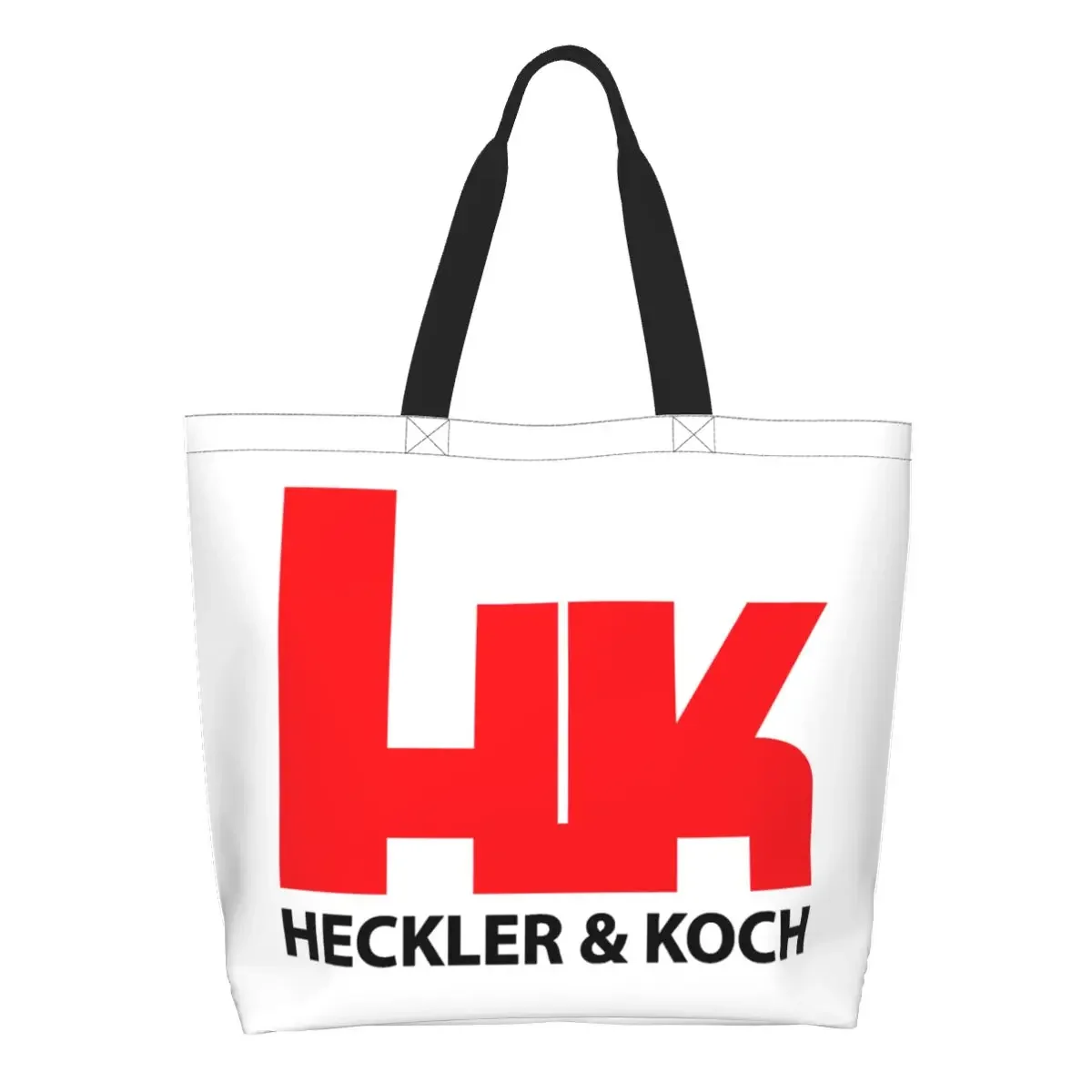 HK Heckler Firearms Koch Grocery Shopping Bags Kawaii Printed Canvas Shopper Tote Shoulder Bags Big Capacity Durable Handbag