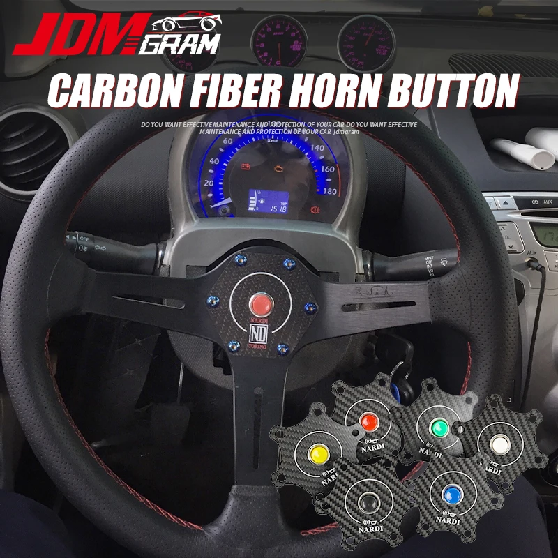 Carbon Fiber Car Steering Wheel Horn Button Cover Universal 9cm ND Racing Sport Speaker Switch Push Auto Interior Accessories