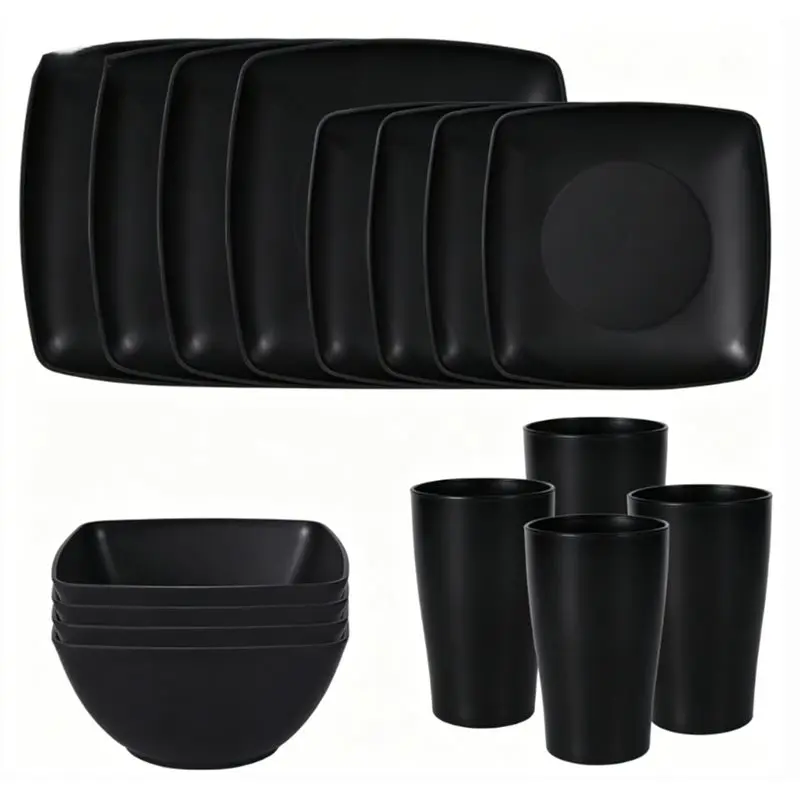【jour-de-la-grAce】ensemble-de-vaisselle-carree-en-paille-de-ble-assiette-a-steak-saladier-bol-tasse