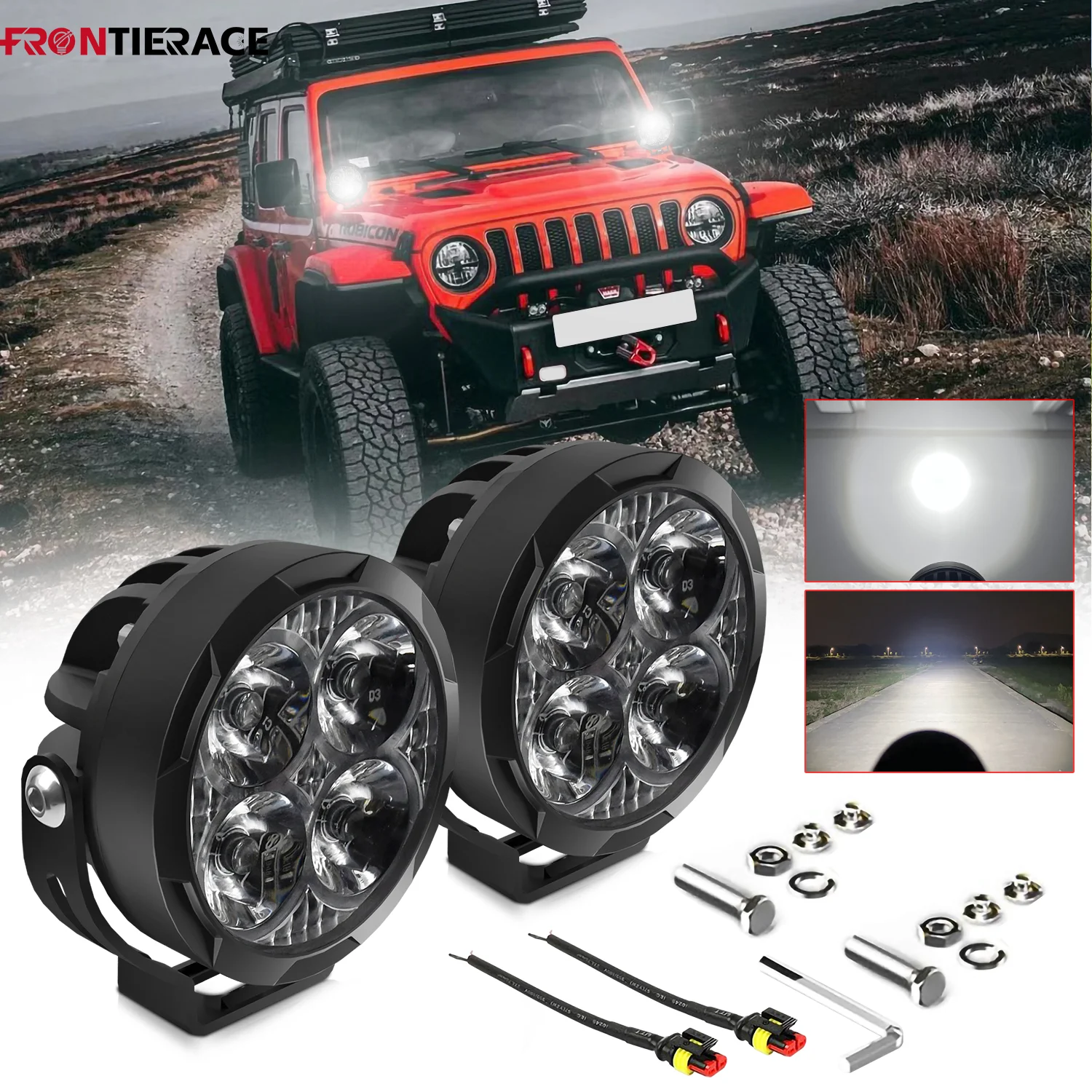 

LED Spotlights Work Light 300W Fog Lamp Headlight Driving Lights Bar Super Brighter Truck 6000K for ATV Truck Dirt Bike SUV UTV