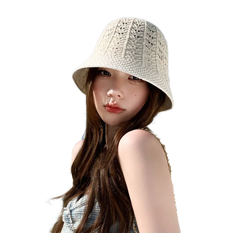 

Internet famous sunshade hat with the same style summer beach small brim minimalist sunshade hat women's vacation woven bucket