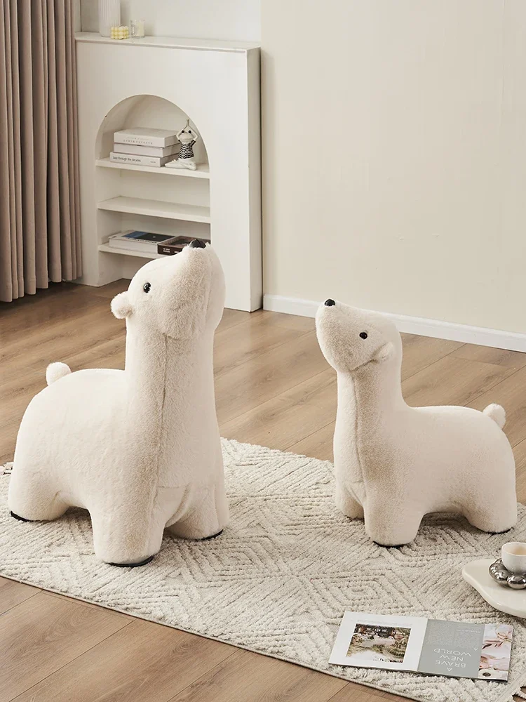 Polar bear animal seat creative stool seat living room doll shoes changing stool alpaca cartoon chair seat furniture