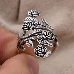 New Arrival Trendy Sweet Rose Flower Thai Silver Ladies Party Rings Wholesale For Women Birthday Gifts No Fade