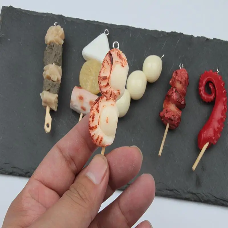 Tintenfisch-Spieß PVC-Tür-Autoschlüsselanhänger, gefälschter Lebensmittel-Schlüsselanhänger, Simulations-BBQ-Schlüsselanhänger, Damenmode-Schmuck, koreanischer Stil, Taschenanhänger – Detail 13