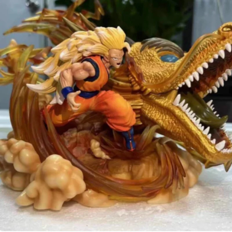 Super Saiyajin Ls Gk Super Saiyajin 3 Goku Drache Boxen Outbreak Szene Statue 27 cm Modell Dekoration Handarbeit Geburtstagsgeschenk