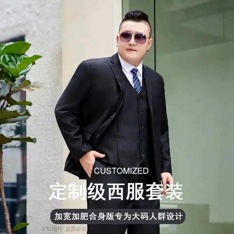 9XL Jacket Vest Pants 3 Pieces Suit Fat Plus Size Men's Latest Coat Pant Designs Business Set Wedding Dress Blazers Interview