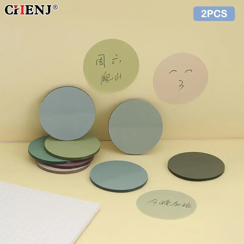 Round Transparent Sticky Notes 20 Sheets Memo Pad Notepads Sticker Paper To Do List Waterproof PET for Student Office Stationery