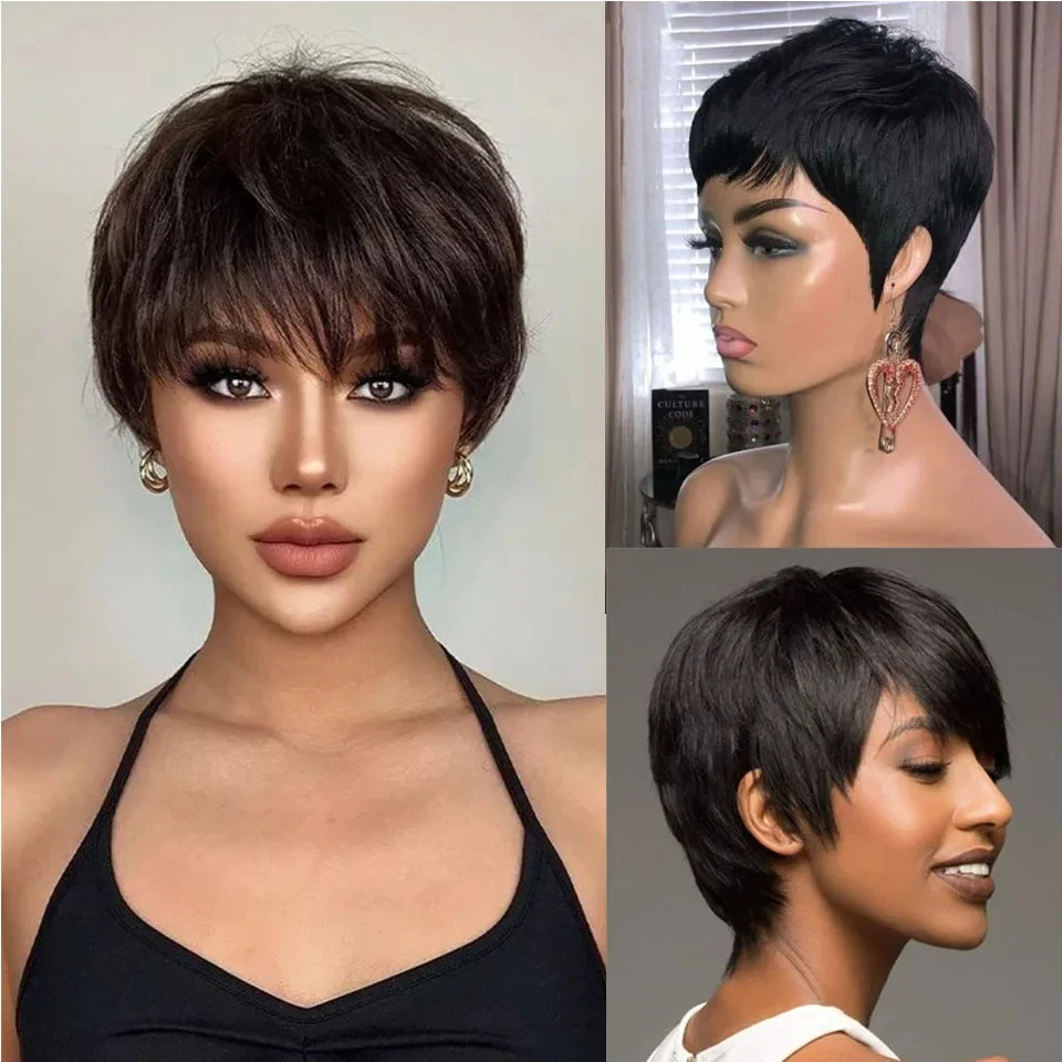 Short Bob Pixie Cut Wig Lace Frontal Straight Transparent Lace Front Human Hair Wigs For Women Preplucked Brazilian Hair Wear go