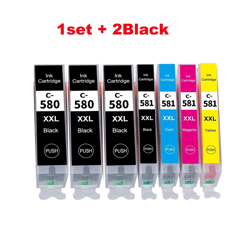 580XXL 581XXL Ink Cartridge Replacement for Canon PGI-580XXL CLI-581XXL PGI 580 XXL CLI 581 XXL 5-PACK PGBK/BK/C/M/Y