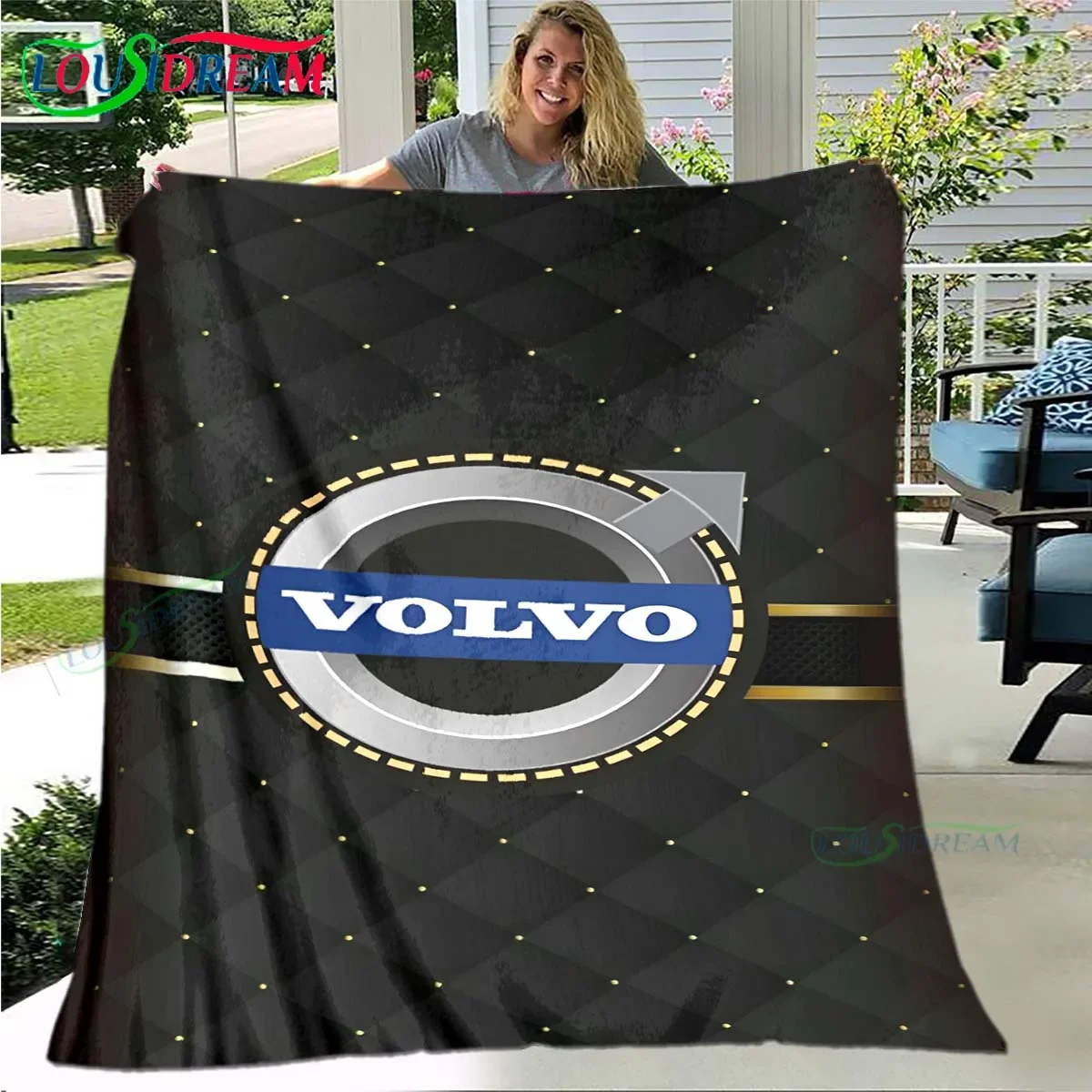 Fashion Car V-Volvo Logo Printing  Blanket,Flannel Throw Blanket for Home Bedroom Bed Sofa Picnic Office Hiking Leisure Nap