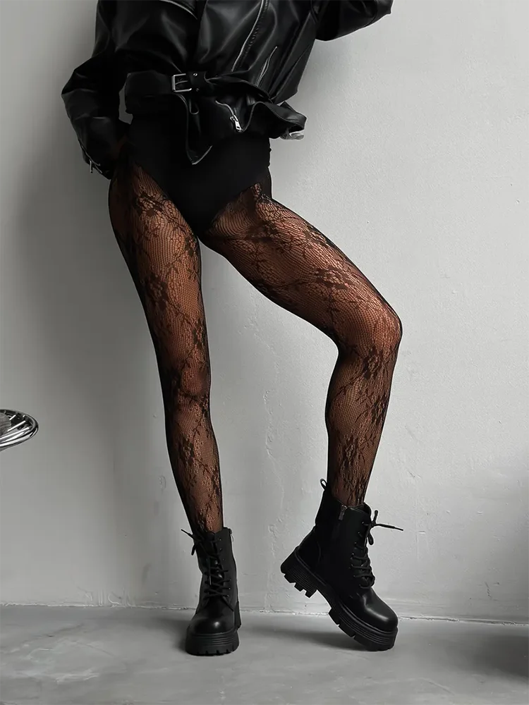 

1 Pair Floral Fishnet Tights Women Sexy High Waist Fishnet Stockings 2025 Spring Summer Stretchy Durable Fishnets Pantyhose