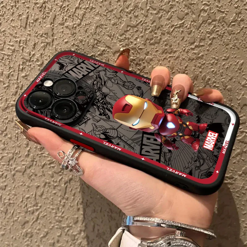

Marvel Iron Man Cool Phone Case For OPPO A98 96 94 93 92 91 83 78 73 72 59 58 57 56 55 ACE2 Frosted Translucent Funda Cover Soft
