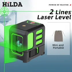 HILDA Laser Level Green 2 Lines Level Ip55 15M Self-Leveling Horizontal & Vertical Cross Super Powerful Measuring Tools ﻿