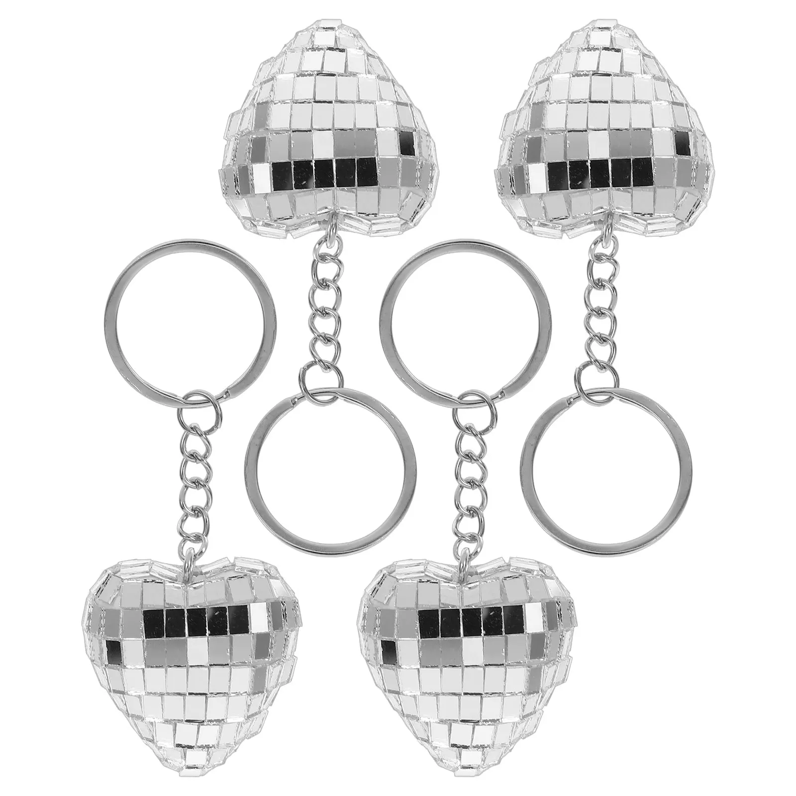 

4pcs Disco Keychain Heart Shaped Hanging Bag Pendant Mini Size Reliable Compact Multi Function nament Key Chain