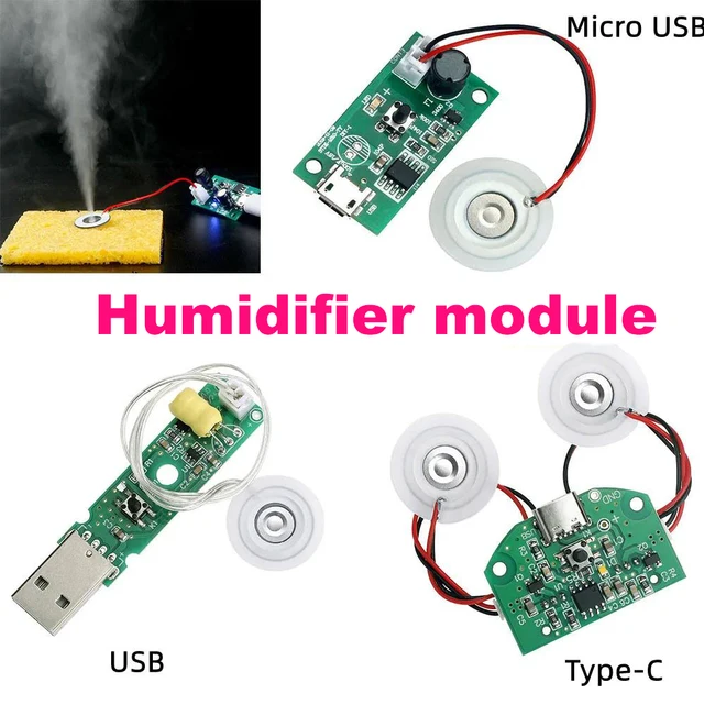 Typ-C USB 5V 20mm 1.5-3W ultradźwiękowy moduł nawilżacza atomizującego DIY nawilżający przetwornik Mist Maker atomizuj gumowy zestaw uszczelek