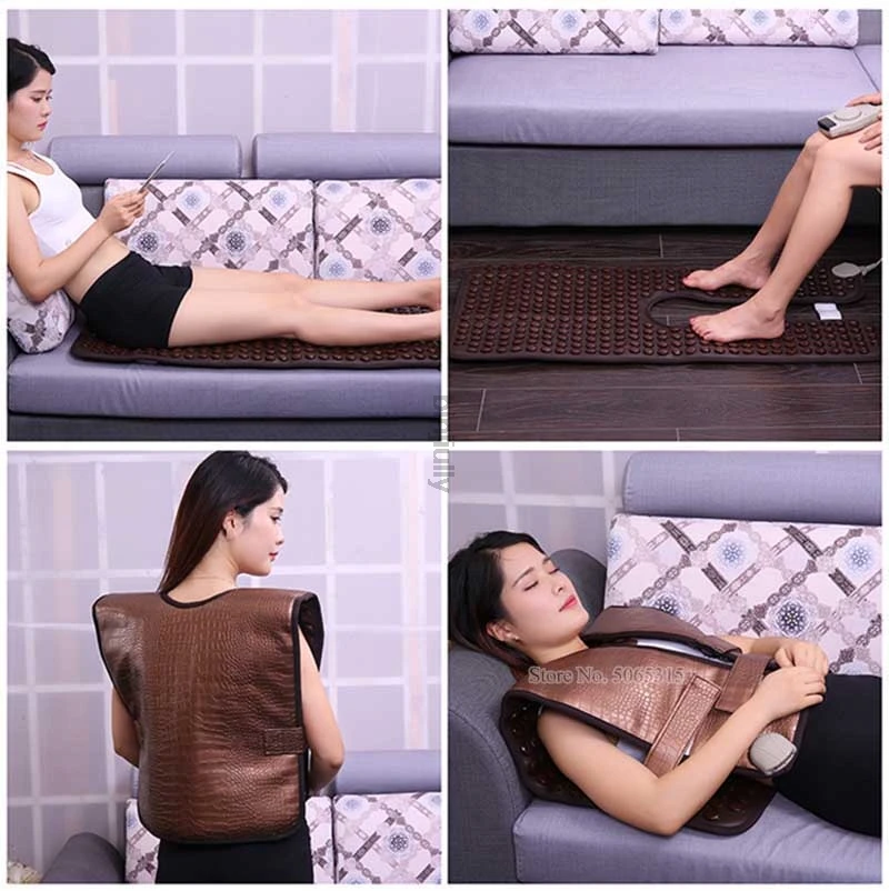Back Pain Relief Waistcoat Cervical Infrared Therapy Spine Care Stone Thermal Mat Body massager physical therapy home health car