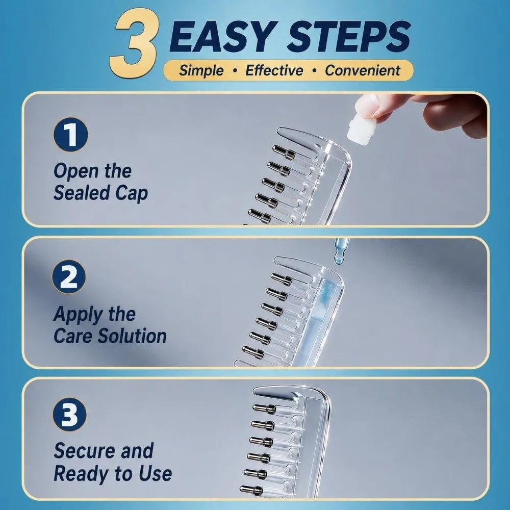 Transparent Essential Oil Applicator Massage Comb Built-In Liquid Reservoir Rolling Metal Teeth Scalp Liquid Applicator Comb