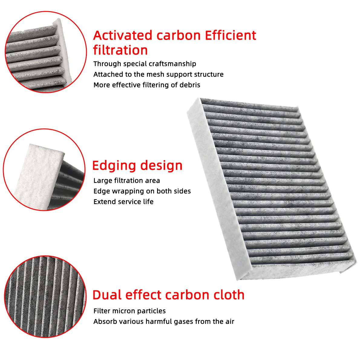 Car Cabin Air Filter for Toyota Camry 2018-2024 Auto Filters Carbon Fiber CF12157 87139-0E040 87139-0R03 87139-26010 87139-28020