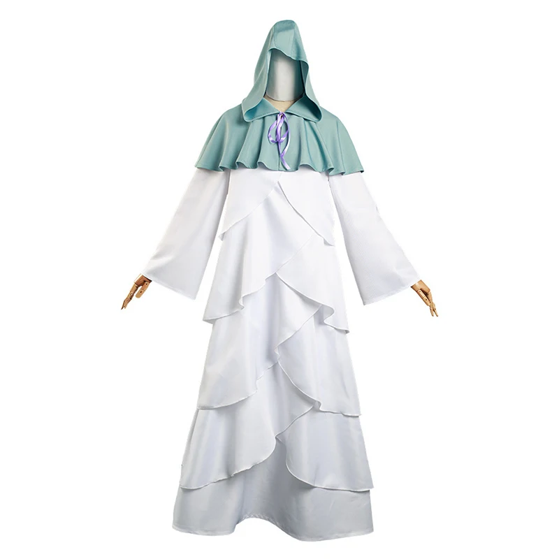 Anime The Promised Neverland Cosplay Mujika Costume  Ghost Mujika Cosplay White Cloak Dress Outfits Halloween Carnival Suit