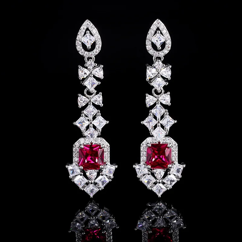 New Earrings Jewelry Accessories Colorful Gemstone Earrings High-end Luxury Studs Sapphire Drop Earrings Wholesale