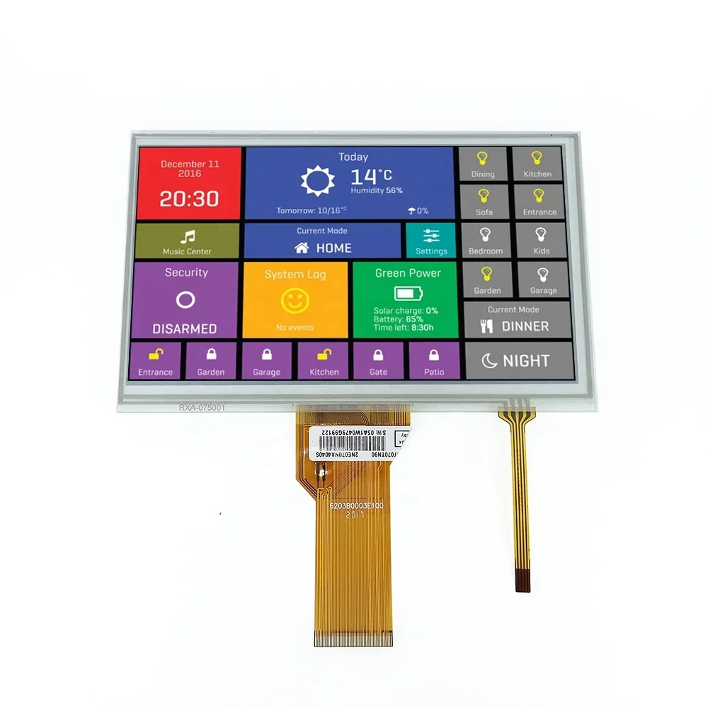 

Высокояркий 7-дюймовый TFT-дисплей с разрешением 800x480, RGB-интерфейсом, 4-проводным резистивным сенсорным экраном, настраиваемый ЖК-сенсорный дисплей
