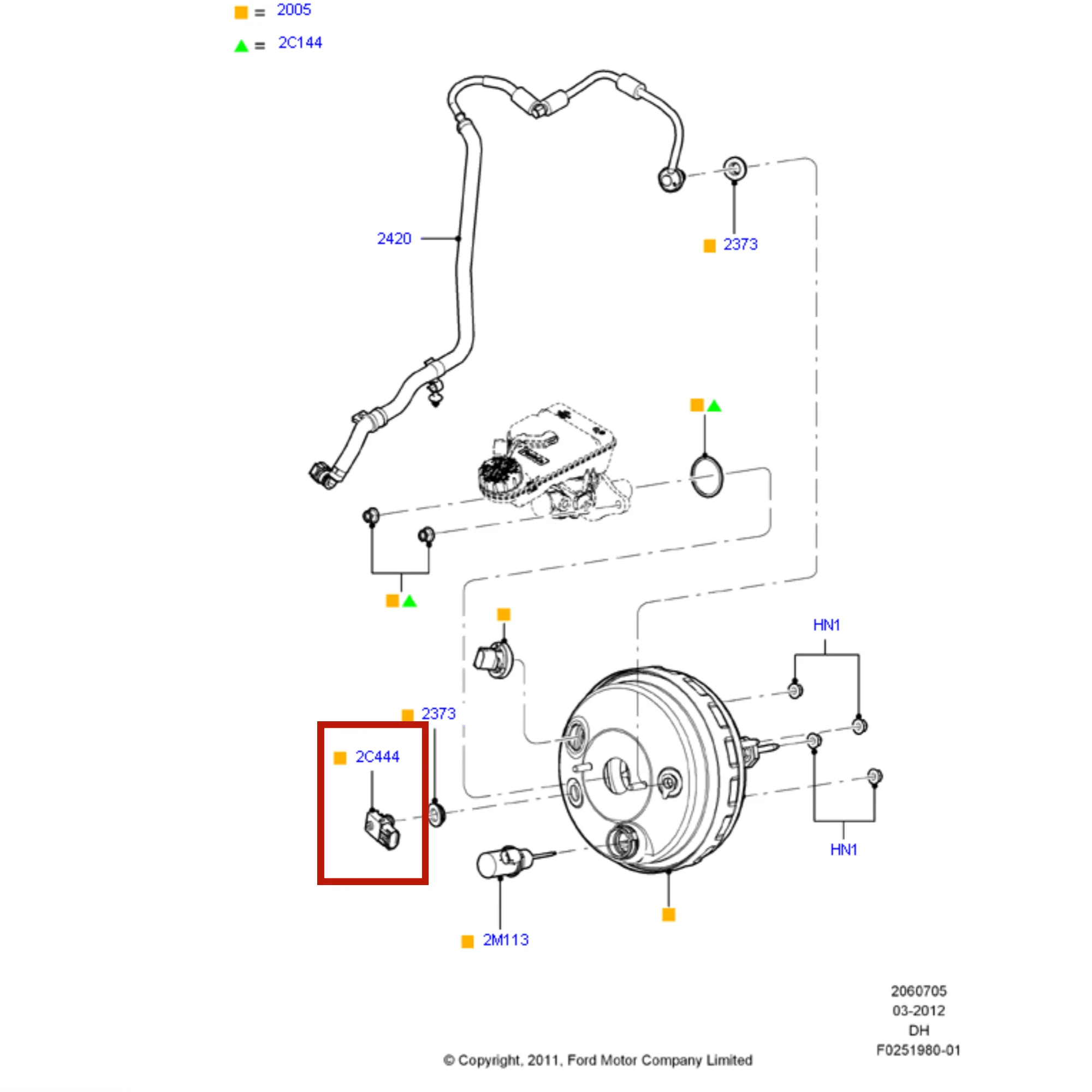 Brake Assist Sensores para Ford, DE9Z, 2C444-B, DE93-2C444BA