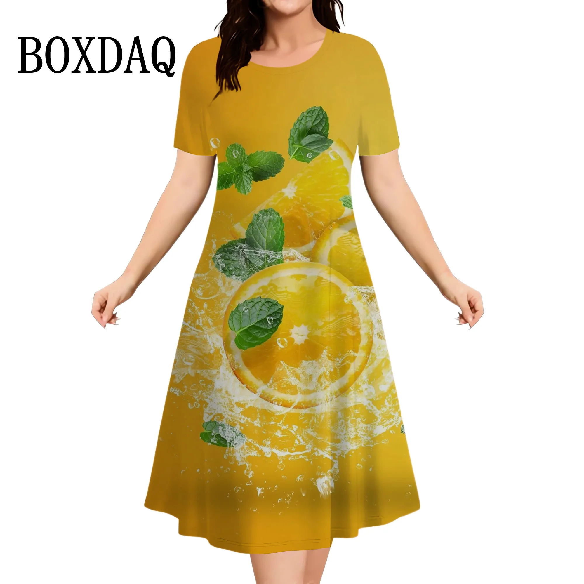 Sweet Cute Fruit Pineapple 3D Print Dresses For Women 2024 Fashion Plus Size Dress Summer Casual O-Neck Short Sleeve Loose Dress