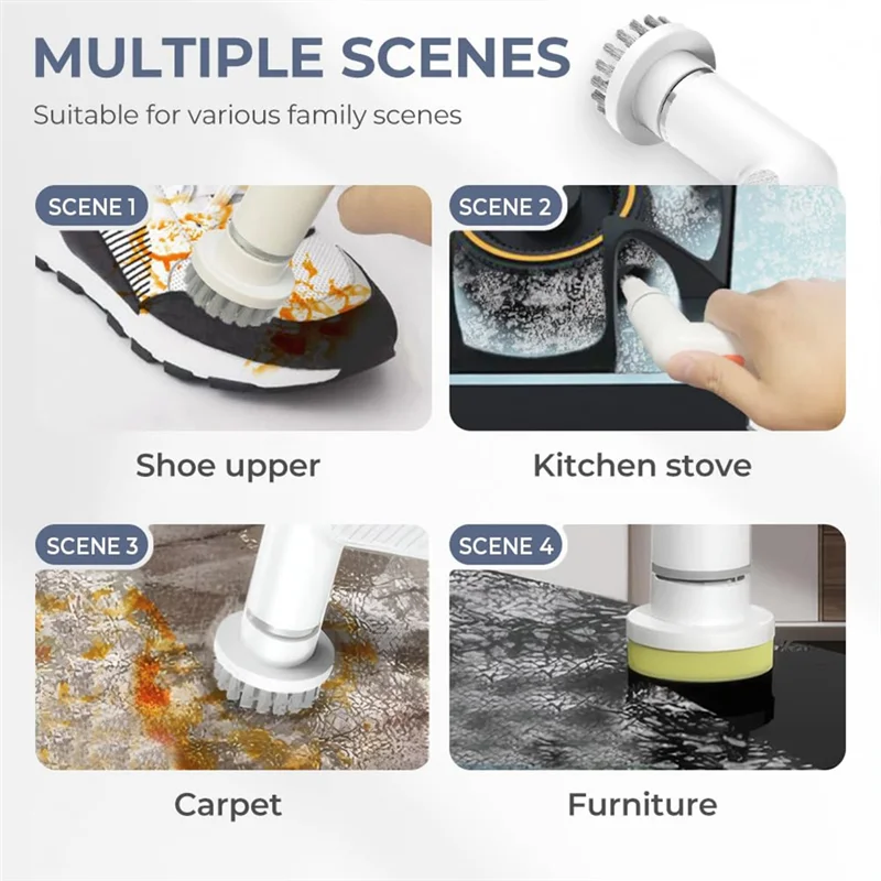 A85I-Portable Cordless Power Scrubbers Multi-Purpose Cleaning Brushes Portable Household Cleaners Portable Bathroom Cleaning