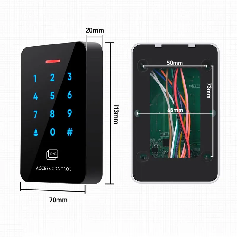 Outdoor Single Access Control System Waterproof IP67 Double Frequency ID/IC Card Touch Keypad  10000 User 2pcs Mother Card
