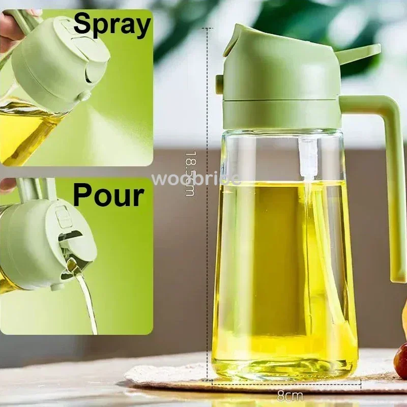 500ml 2 in 1 Spray Oil Dispenser Olive Oil Spray  Barbecue Cooking Olive Oil Jar Baking Vinegar Soy Sauce Spray Container