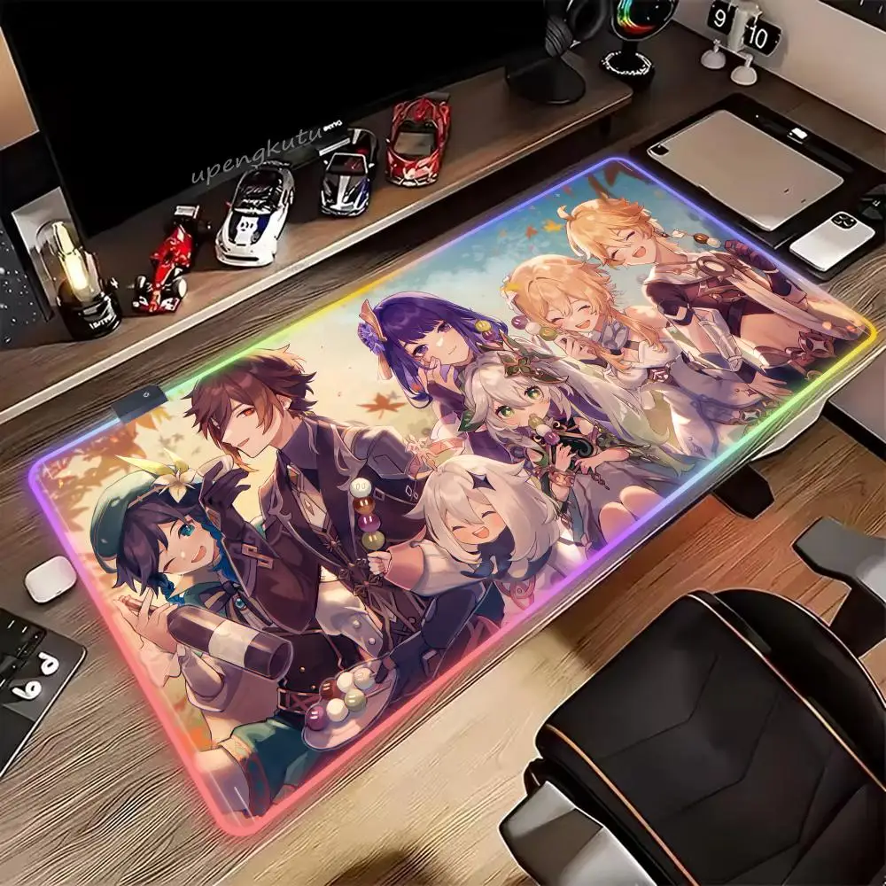 

Kawaii Girl Mouse Pad RGB HD XXL Cute Mouse Pad Keyboard Mousepad PC Large Table Pad Gaming Laptop LED Desk Mat