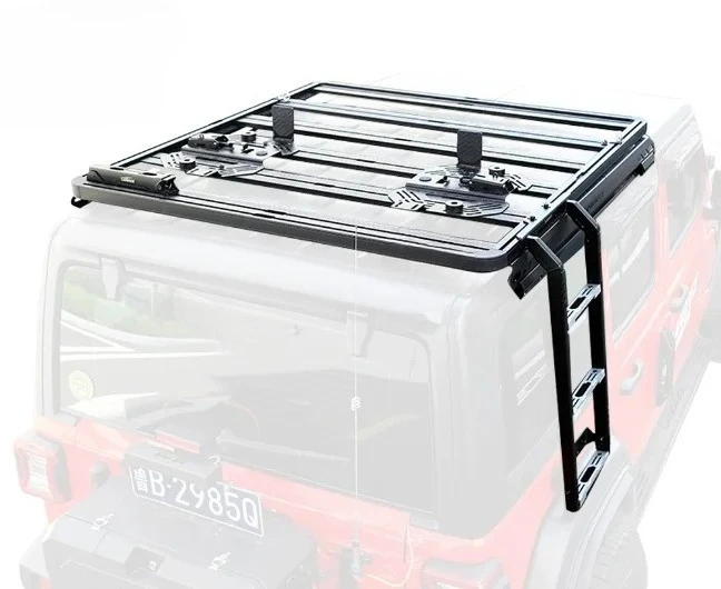 

Съемный багажник на крышу автомобиля 4x4 с лестницей, автомобильный верхний багажник для Jep Wrangle Jl