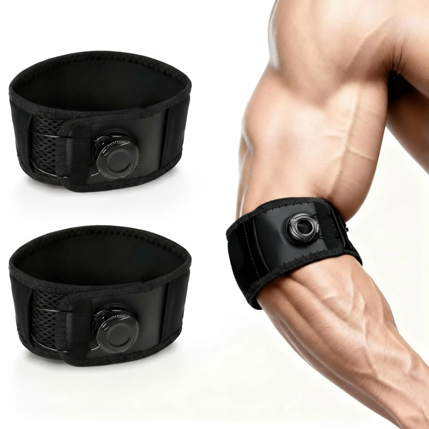 Codera de tenis para hombres y mujeres, correa de codo ajustable para golfistas de tenis para tendinitis, alivio del dolor, tipo perilla de ajuste para personalización