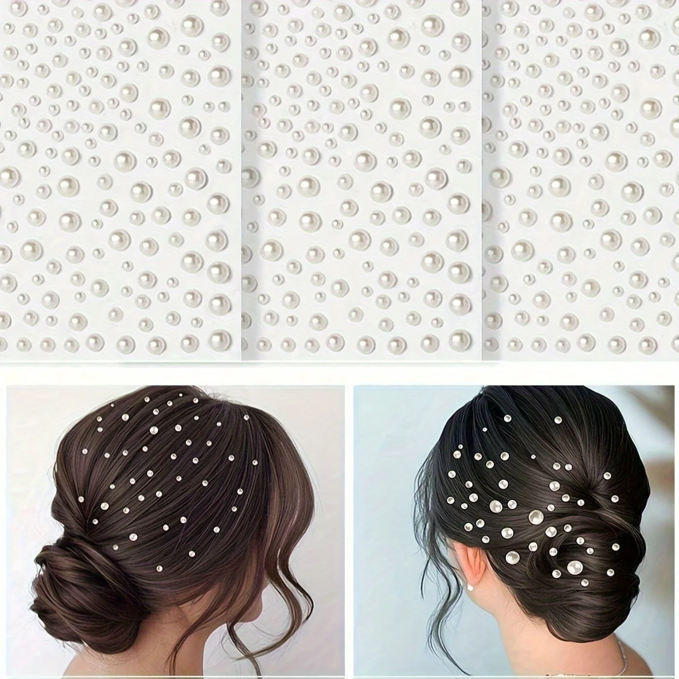 

1 Sheet 3D Faux Pearl Stickers - Self-Adhesive Rhinestone Decoration for Hair, DIY Jewelry Making