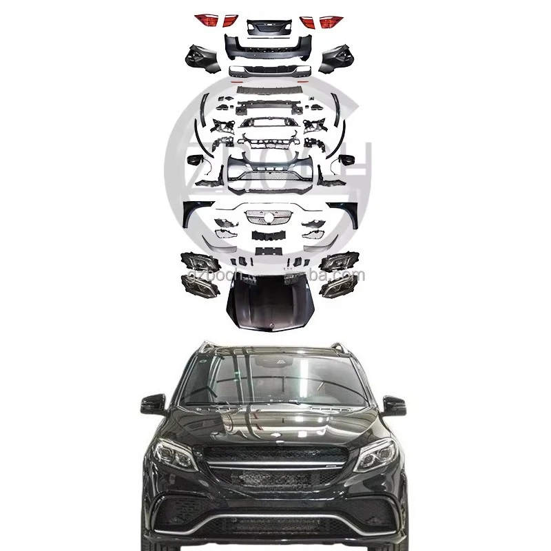 

Car Bumpers for Benz ML W164 to W166 GLE 63 Bodykit Old to New Headlights Tail Lights Gle Hood Fenders