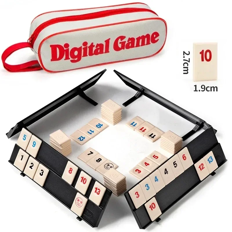 /Cube Game Set with Portable Case, Rummy Tiles Travel Set for Family Classic Board Games-Rummy Cube Game with 4 Racks, 106 Rummy