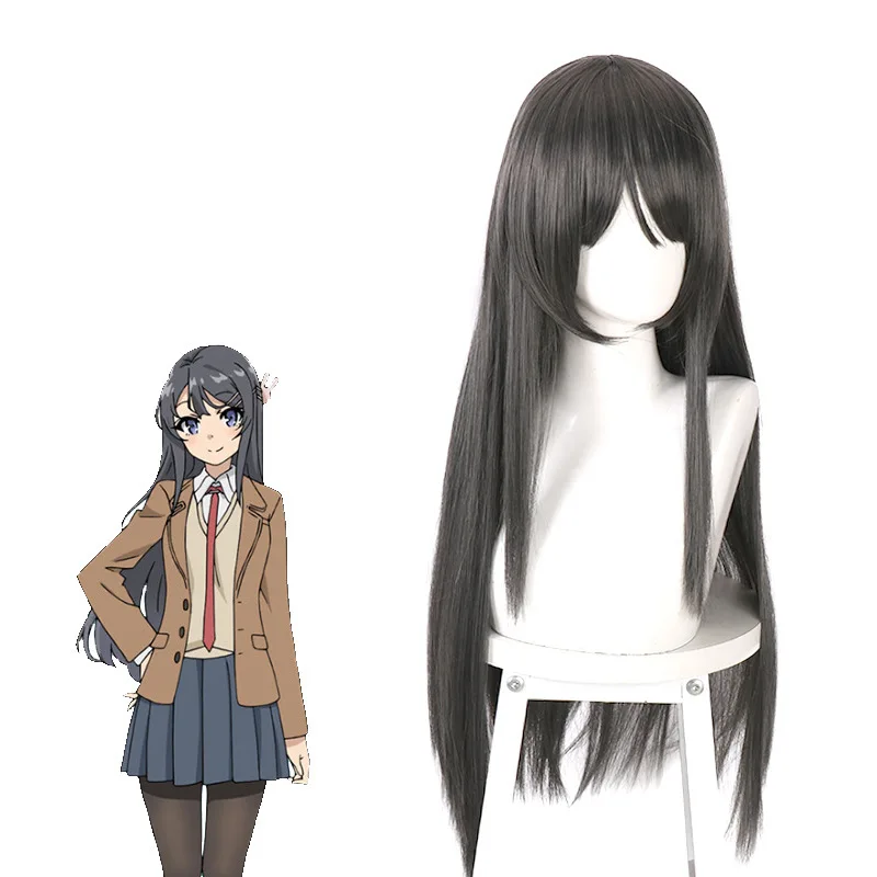 

QQXCAIW Synthetic Anime Mai Sakurajima Cosplay Wig Long Dark Gray Cosplay Wigs for Women Girls Heat Resistant Hair
