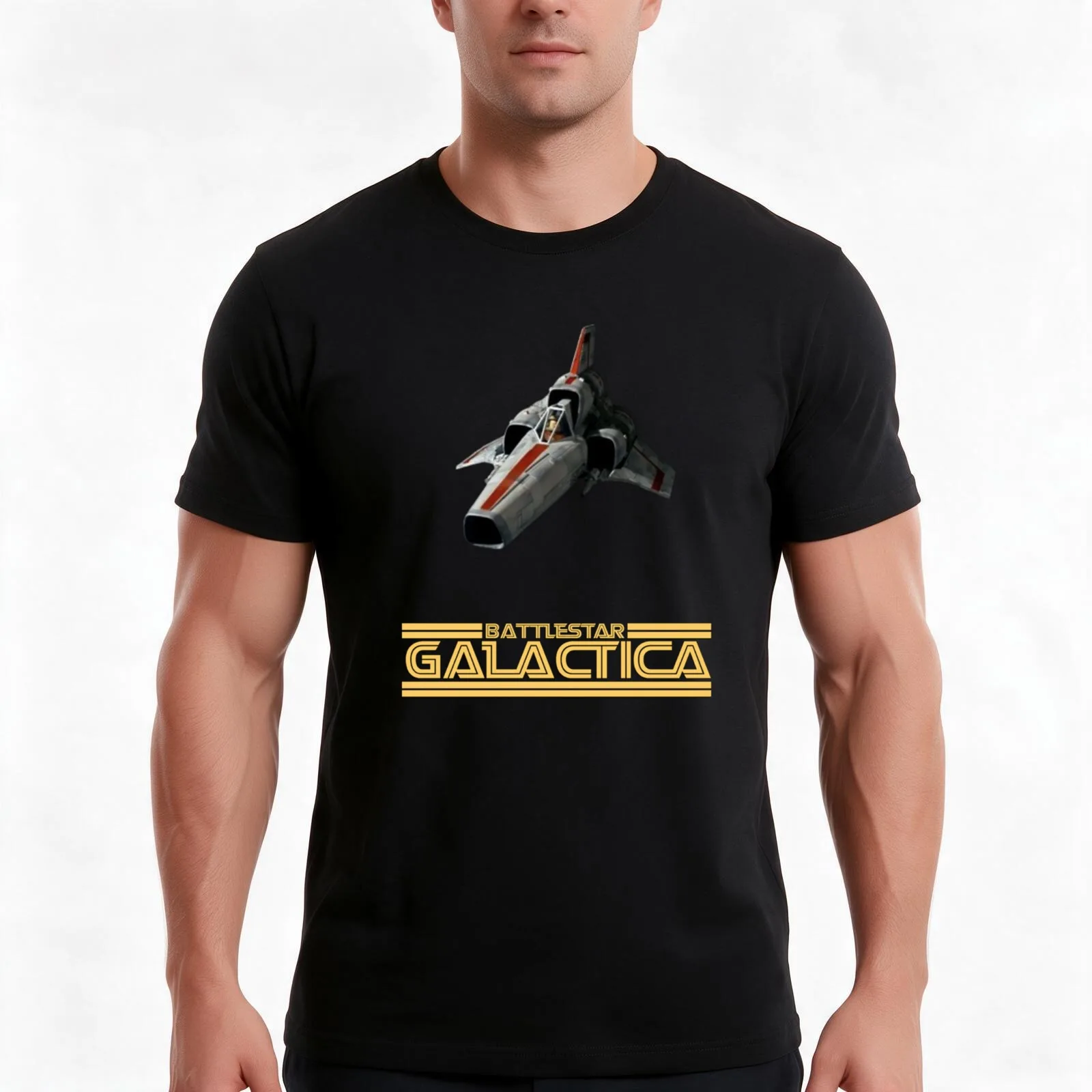 Battlestar Galactica Viper T-Shirt, Summer Casual Cotton Tee, Oversized Streetwear Tops, Vintage Graphic Print, Unisex Men Women