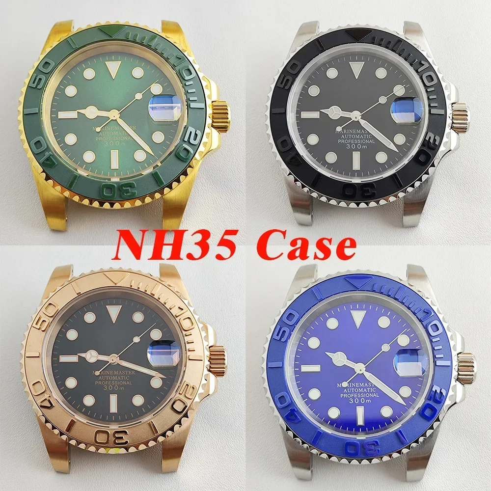 NH35 Case 40mm Men's Watch Case Stainless Steel Sapphire Glass for Yacht-master NH35 NH36 Movement Watch Parts Accessories