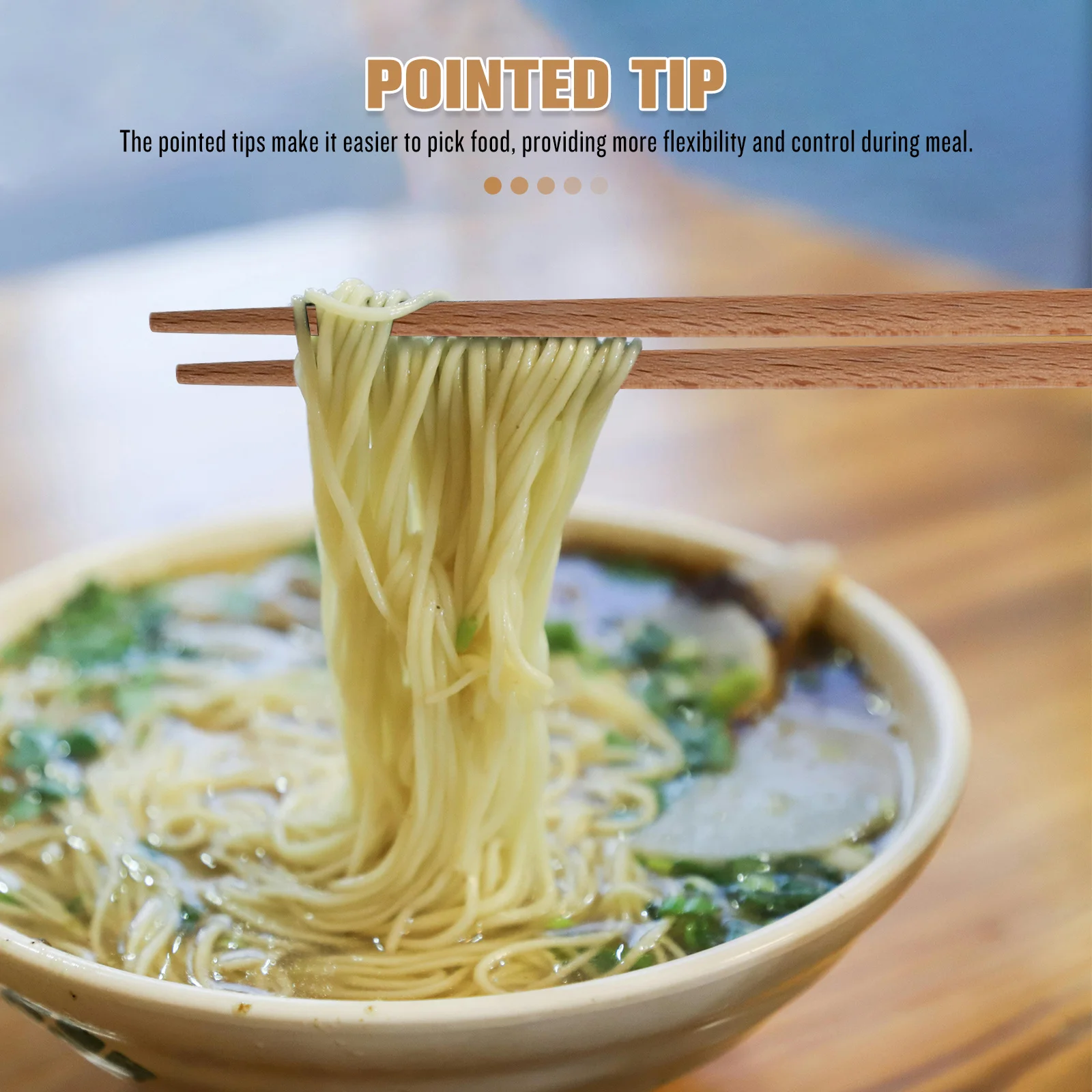 

3Pairs Japanese Pattern Chopsticks Long Wooden Reusable Set for Dining Cooking Household Use Sturdy Natural Texture Elegant