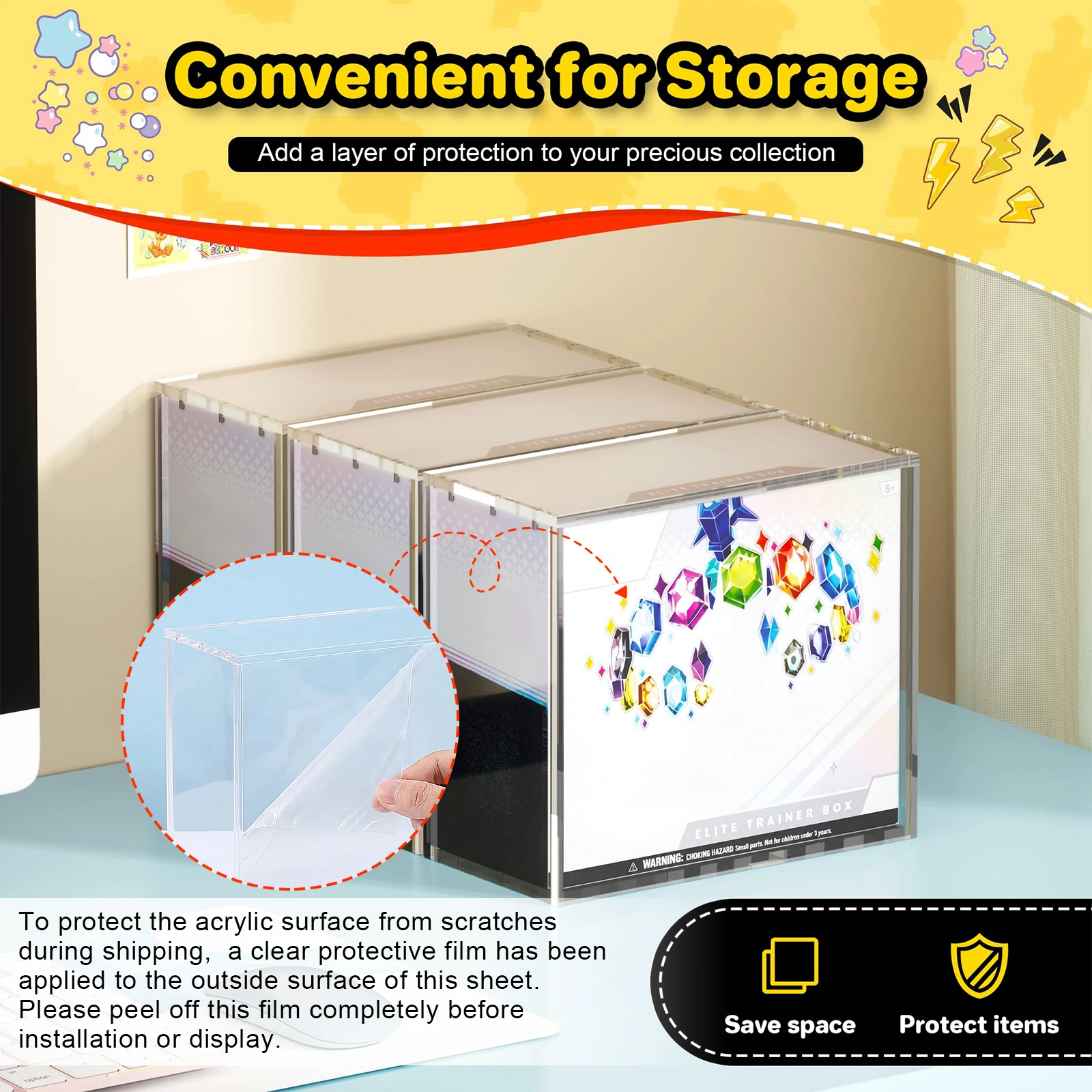 99% UV Protection Magnetic Modern Acrylic Case Display for English Pokémon Booster Pack Box Clear and Stylish Storage Solution - view 2
