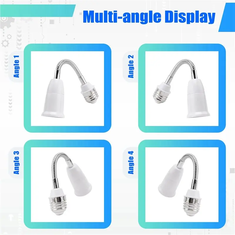 AFOURT-4Pcs 19Cm Long Flexible Goose Neck E27 To E27 LED Light Bulb Extension Adapter