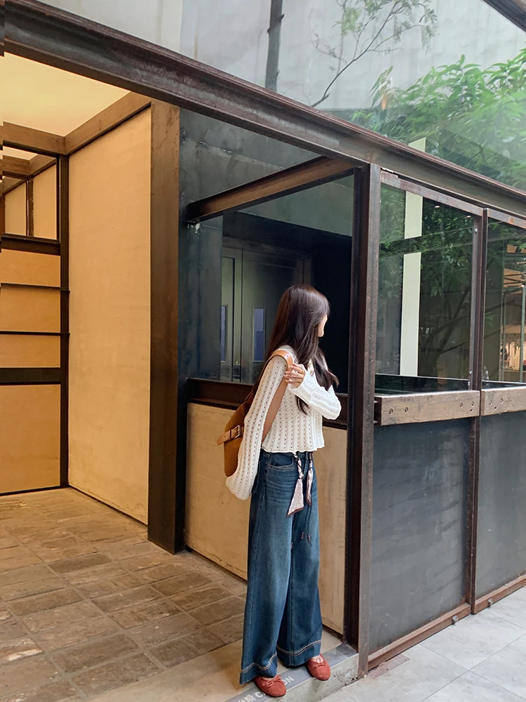 

Женские джинсы Deep Blue с высокой талией, широкими штанинами, свободного кроя, удлиненные, прямые, повседневные, винтажные, стройнящие