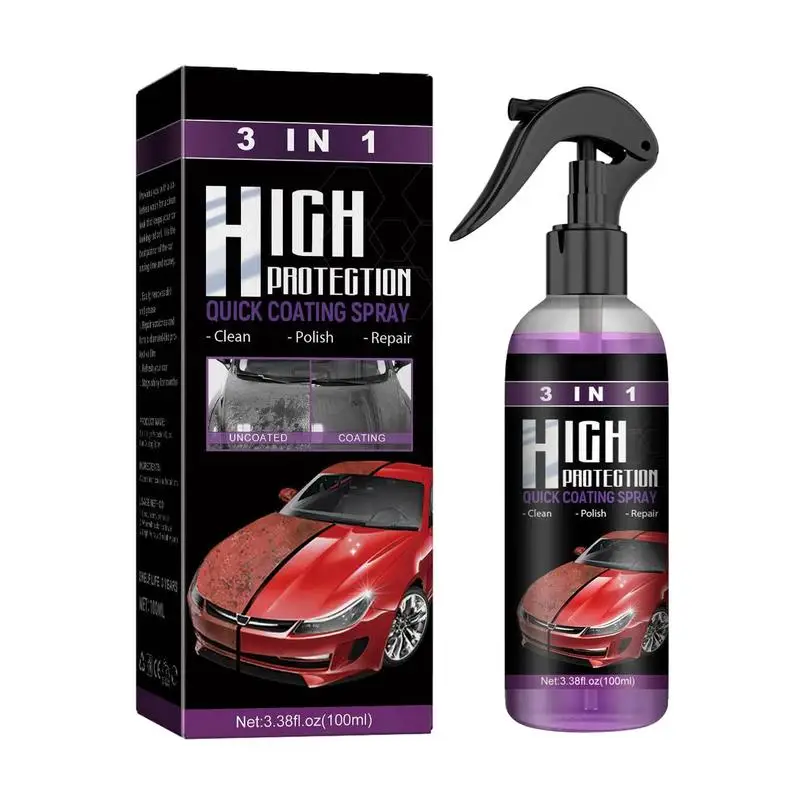 

3 In 1 Car Ceramic Coating Spray 100ml High Protection Waxing Polishing Tool Fast Coat Spray Hydrophobic Wax Coating Car Detail