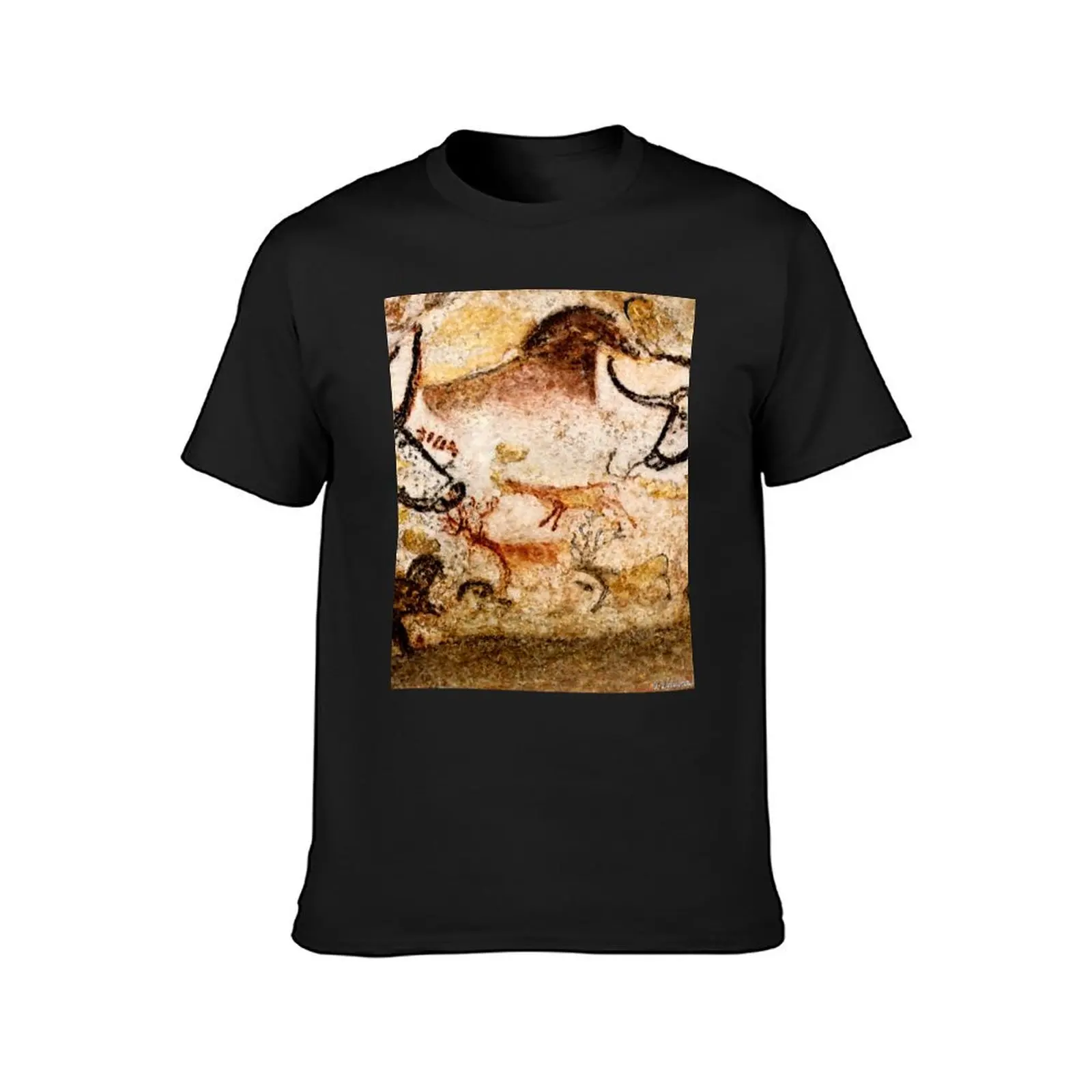 Lascaux Hall of the Bulls - Deer under Horse T-Shirt plain cute tops quick drying mens plain t shirts