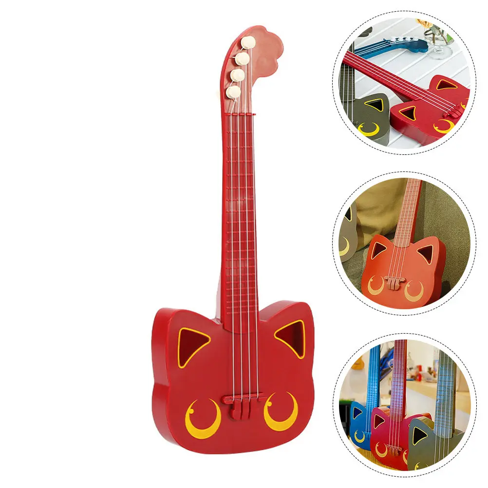

1Pcs Kids Ukulele Simulation Red Cartoon Musical Instrument for Children Beginner Plaything Funny Parent Child Interaction