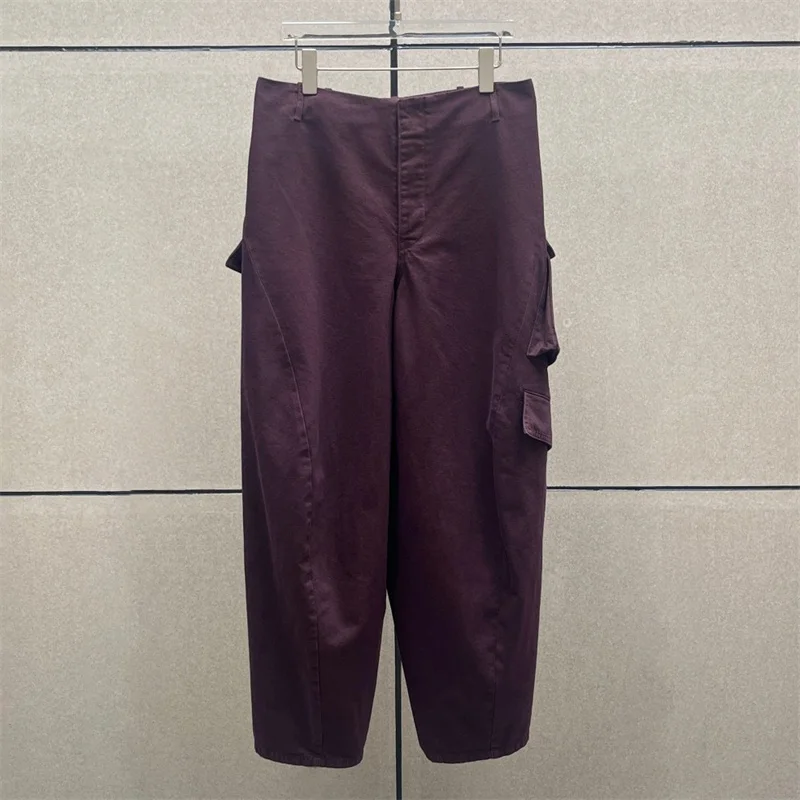 Women's pants New low rise slim fit straight leg pants for autumn 2025 Asymmetric pure cotton cargo pants Denim pants trousers