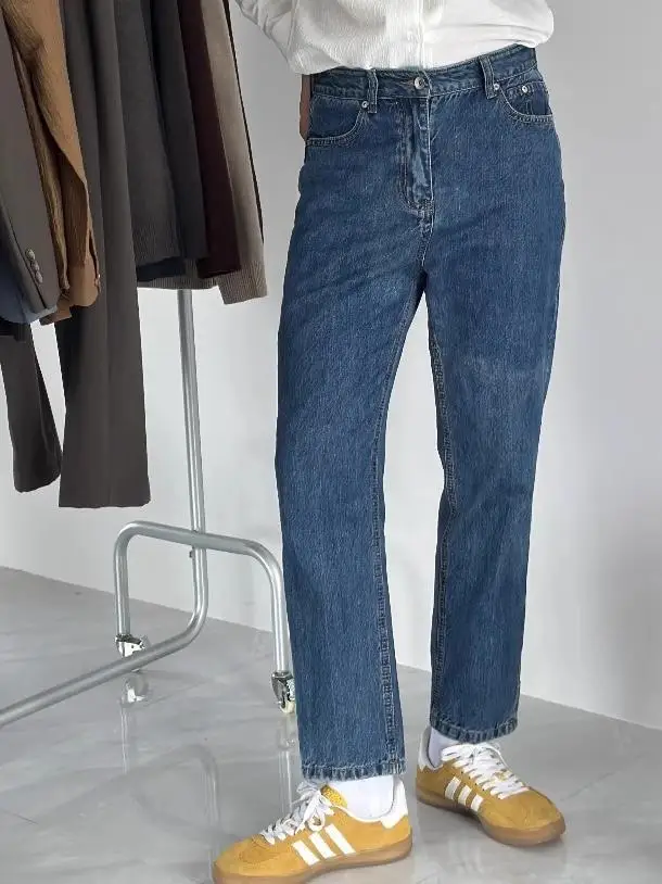 

Мужские джинсы 2024 года, зауженные, укороченные (9/10), повседневные, из хлопкового денима, молодежные, модные, с высокой талией, прямого кроя, износостойкие, для осеннего сезона