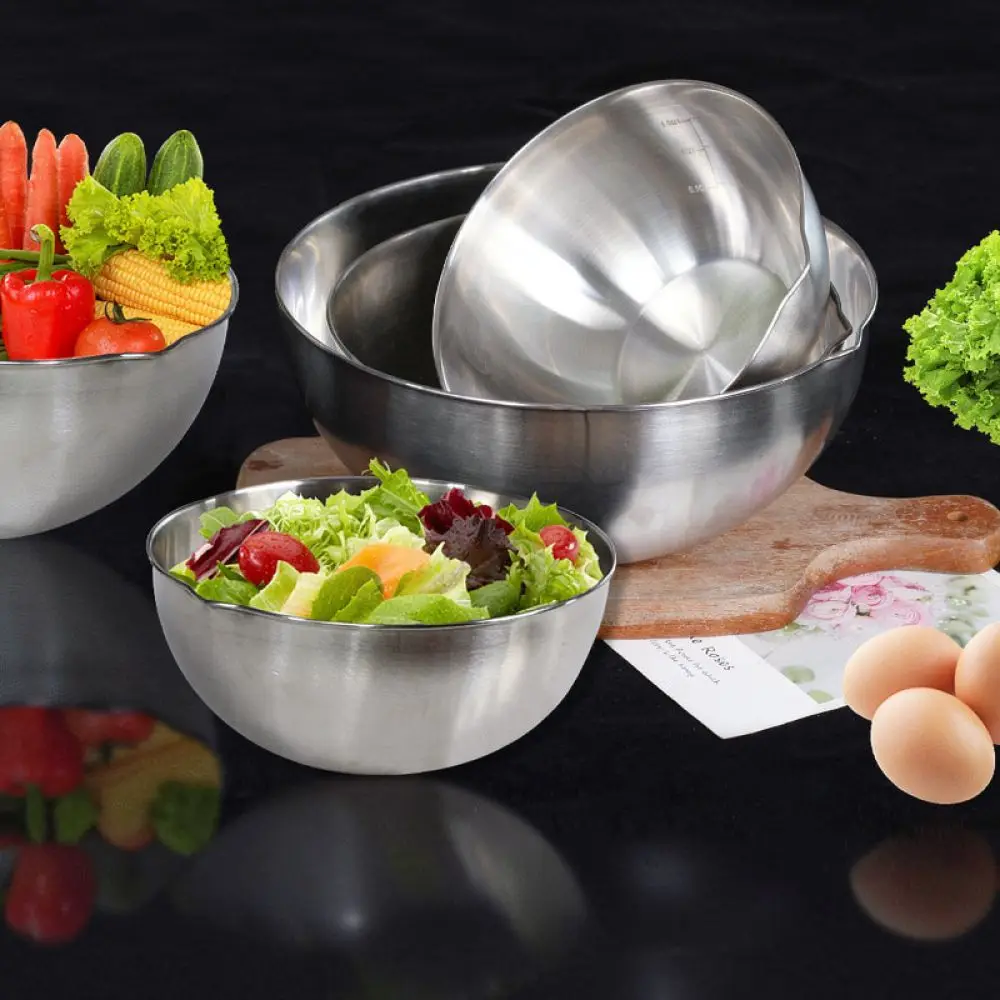 Thickened Stainless Steel Mixing Bowl Baking Salad Basin With Scale For YABAY Kitchen Food Preparation Tool
