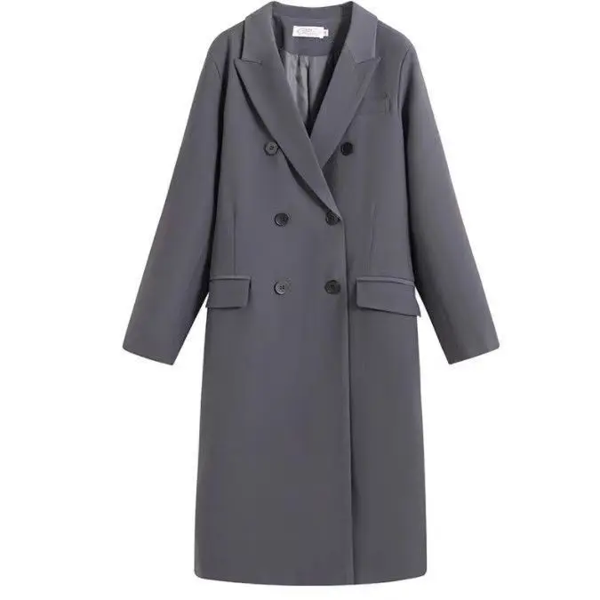 coat women's spring and autumn small trench coat double-breasted  solid color classic medium and long trench coat British